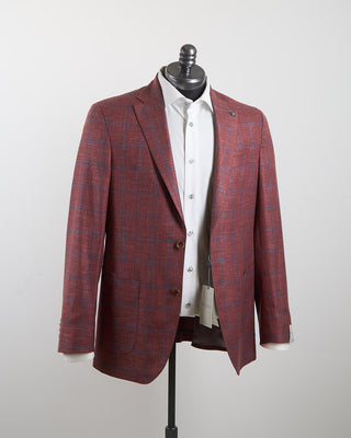 Jack Victor Stretch Summertime Check Hopsack Soft Jacket Red 1290