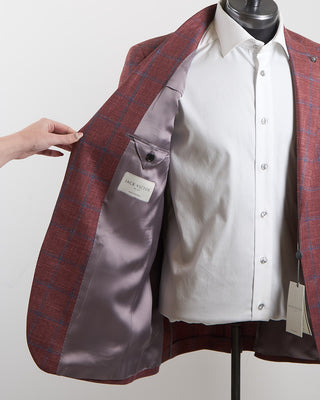 Jack Victor Stretch Summertime Check Hopsack Soft Jacket Red 1292