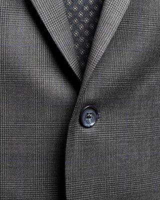 Coppley Grey  Black Stretch Super 110s Wool Prince Of Wales Suit Grey  Black  4