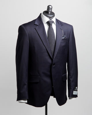 Coppley Navy  Black Stretch Super 110s Wool Prince Of Wales Suit Navy  8