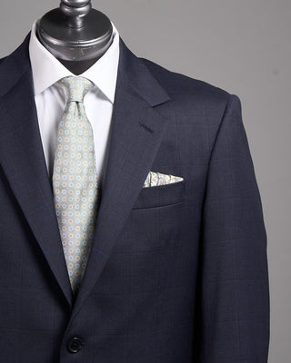 Coppley Super 110s Wool Tonal Navy Birdseye Windowpane Suit Navy 2652