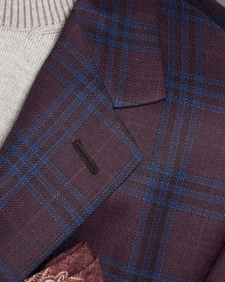 Coppley Super 130s Wool Check Gibson Fit Sport Jacket Bordeaux 10 2615