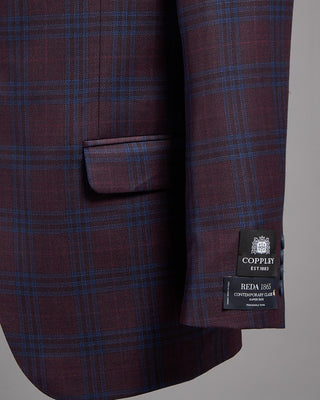 Coppley Super 130s Wool Check Gibson Fit Sport Jacket Bordeaux 12 2613