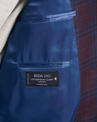 Coppley Super 130s Wool Check Gibson Fit Sport Jacket Bordeaux 2619