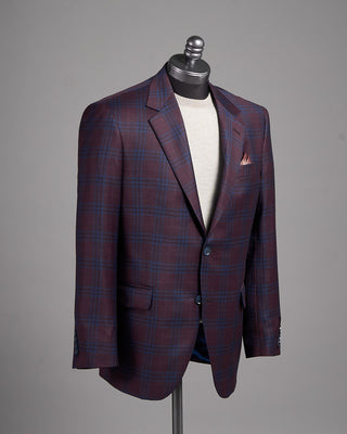 Coppley Super 130s Wool Check Gibson Fit Sport Jacket Bordeaux 7 2611