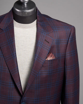 Coppley Super 130s Wool Check Gibson Fit Sport Jacket Bordeaux 9 2616