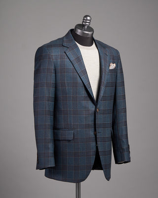Coppley Super 130s Wool Check Gibson Fit Sport Jacket Denim 7 2574