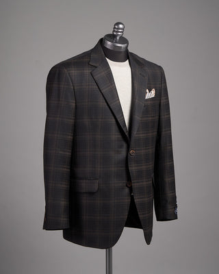 Coppley Super 130s Wool Check Gibson Fit Sport Jacket Black  Brown 4 2583