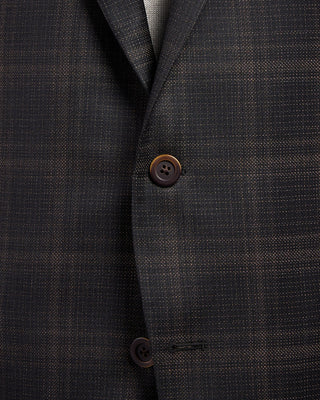 Coppley Super 130s Wool Check Gibson Fit Sport Jacket Black  Brown 7 2586