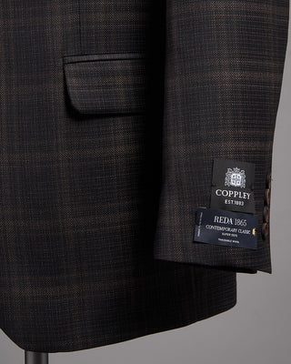 Coppley Super 130s Wool Check Gibson Fit Sport Jacket Black  Brown 8 2585