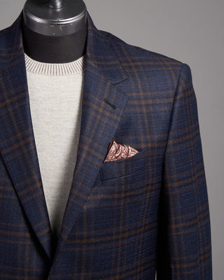 Coppley Super 130s Wool Check Gibson Fit Sport Jacket Navy  Brown 10 2596