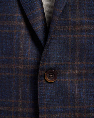 Coppley Super 130s Wool Check Gibson Fit Sport Jacket Navy  Brown 11 2595