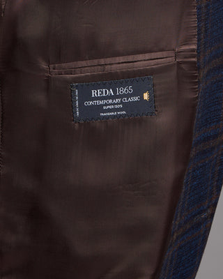 Coppley Super 130s Wool Check Gibson Fit Sport Jacket Navy  Brown 17 2599