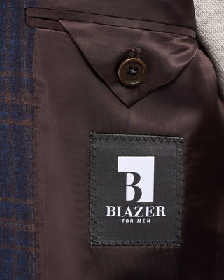 Coppley Super 130s Wool Check Gibson Fit Sport Jacket Navy  Brown 18 2598