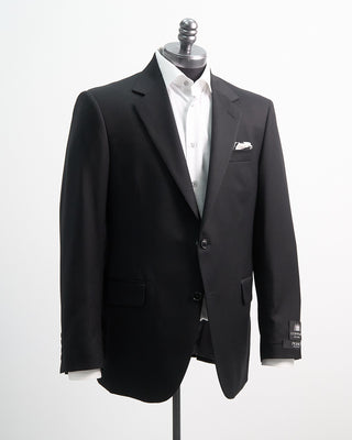Coppley Solid Black Super 100s Twill All Season Suit Black 