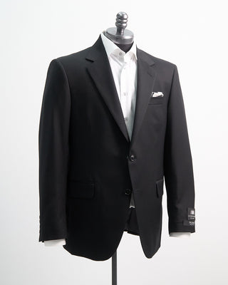 Coppley Solid Black Super 100s Twill All Season Suit Black