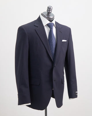Coppley Stretch Wool Tonal Check Suit Navy 1