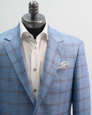 Coppley 100% Bamboo Viscose Check Sport Jacket Light Blue 1 1