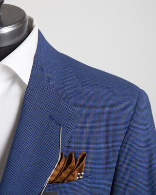 Coppley Attivo Stretch Mini Houndstooth Blue Suit Blue 1475