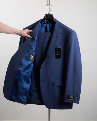 Coppley Attivo Stretch Mini Houndstooth Blue Suit Blue 1481