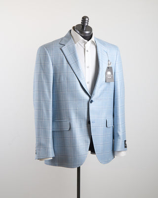 Coppley 100% Bamboo Ice Blue Check Sport Jacket Light Blue 1371