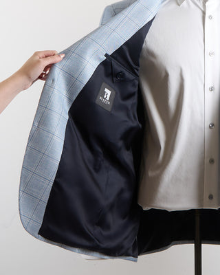Coppley 100% Bamboo Ice Blue Check Sport Jacket Light Blue 1374