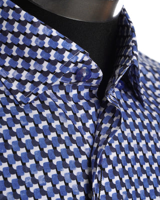 Blazer For Men Blue Watercolour Abstract Short Sleeve Cotton Shirt 