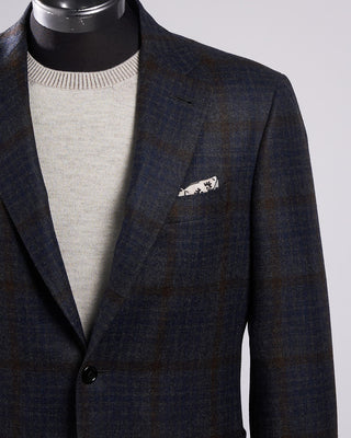 Canali Rich Check Wool Soft Kei Jacket Blue / Grey / Brown 2186