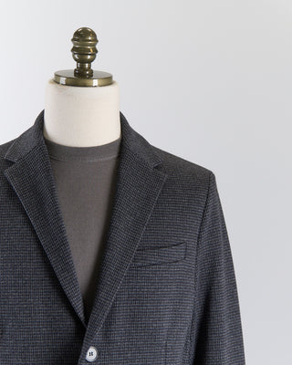 Harris Wharf London Micro Tattersall Stretch Knit Sweater Jacket Blue / Grey / Brown 2672 4