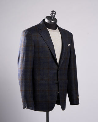 Canali Rich Check Wool Soft Kei Jacket Blue / Grey / Brown 7 2183