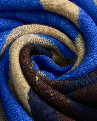L.B.M. 1911 Midweight Abstract Striped Soft Wool Scarf Blue / Brown  4
