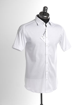 Desoto Short Sleeve Contrast Trim White Jersey Stretch Shirt 