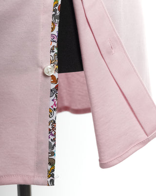 Desoto Pink Short Sleeve Contrast Trim Stretch Shirt