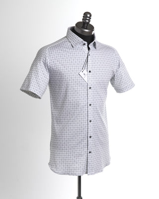 Desoto White Patterned S/S Stacks Print Jersey Shirt