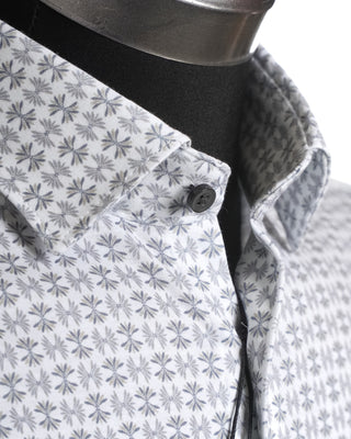 Desoto White Patterned Short Sleeve Stacks Print Jersey Shirt