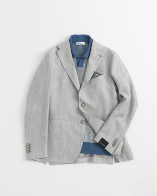 Pearl Grey Herringbone Linen Sport Jacket
