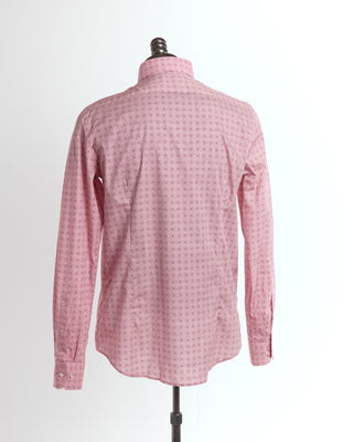 Emanuel Berg Modern Fit Pink Geometric Print Poplin Shirt 