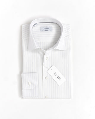 Eton White Blue Fine Stripe Contemporary Shirt