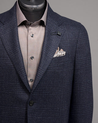 Lardini Navy Fine Tweed Glencheck Iconic Fit Soft Sport Jacket Navy / Blue / Grey 2 5028