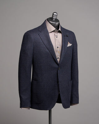 Lardini Navy Fine Tweed Glencheck Iconic Fit Soft Sport Jacket Navy / Blue / Grey 3 5025