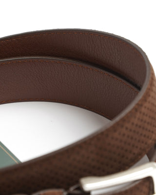 Leyva Brown Perforated Suede Leather Belt