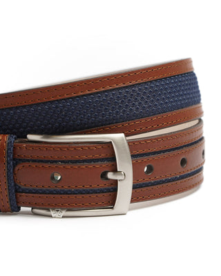 Leyva Brown Navy Centre Fabric Inlay Belt