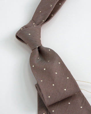 Paolo Albizzati Silk/Linen Dot Tie Brown 1 2