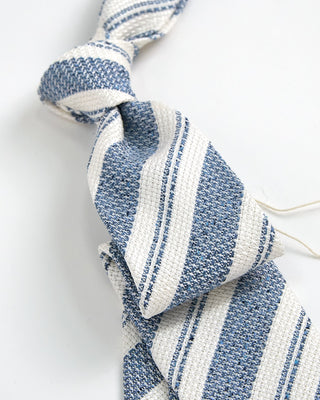 Paolo Albizzati Silk/Linen Stripe Tie Blue 1 1