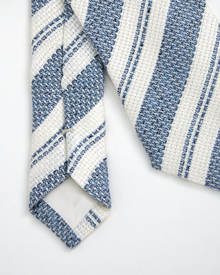 Paolo Albizzati Silk/Linen Stripe Tie Blue 1 2