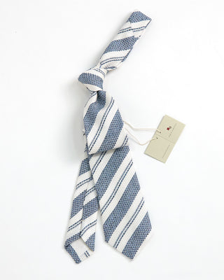 Paolo Albizzati Silk/Linen Stripe Tie Blue 1