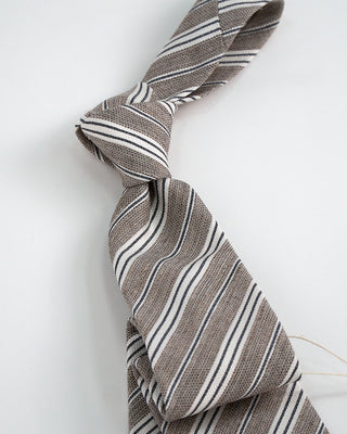 Paolo Albizzati Silk/Linen Stripe Tie Tan 1 1