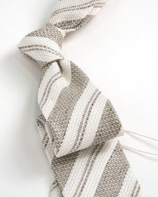 Paolo Albizzati Silk/Linen Stripe Tie Tan 1 2
