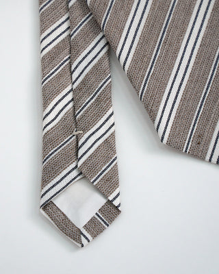 Paolo Albizzati Silk/Linen Stripe Tie Tan 1 2