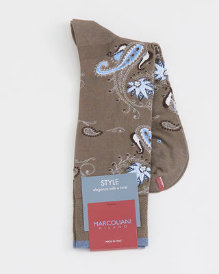 Marcoliani Floral/Paisley Print Socks Coffee 1